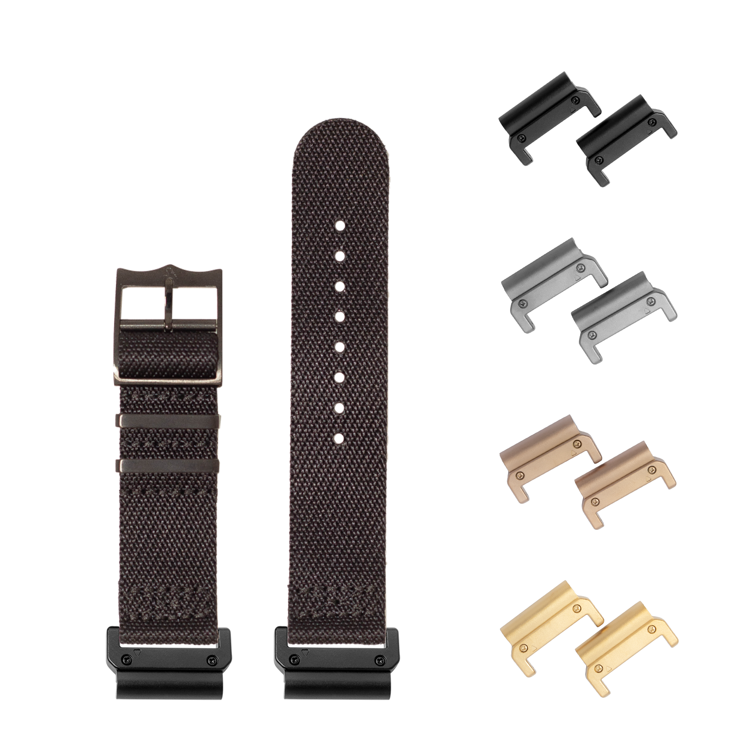 Cross Militex Stealth Black 26mm quick fit watch band with interchangeable black hardware lugs set