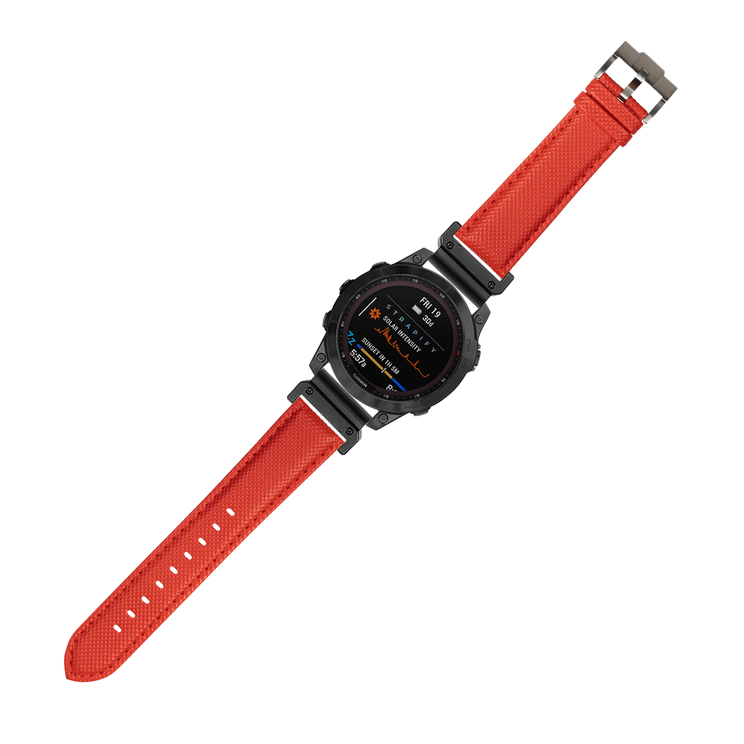 QuickFit sailcloth watch band 26mm red with black hardware and adjustable strap