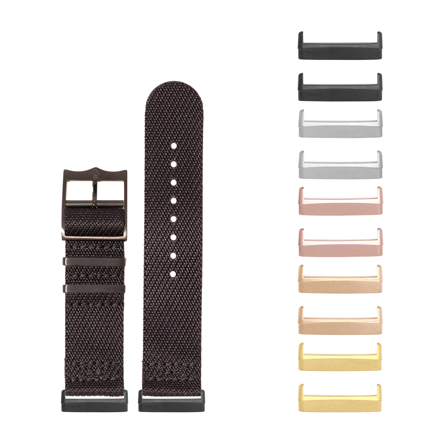 Cross Militex stealth black watch band with matching black hardware for Fitbit Versa 3, Versa 4, Sense 1 and Sense 2