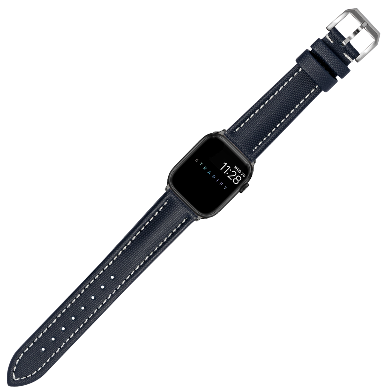 [Apple Watch] King Sailcloth - Navy Blue with White Stitching