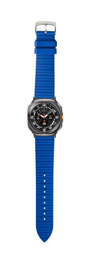 Royal blue FKM rubber watch strap with stainless steel buckle for Galaxy Watch 8 and Ultra models