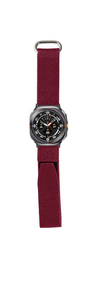 Military Velcro watch band wine red for Galaxy Watch 8 and Ultra with secure fastening strap