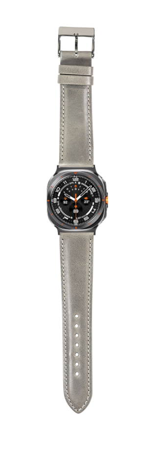 Grey padded leather watch band with metal buckle for Galaxy Watch 8 and Ultra models