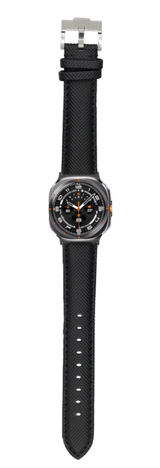 Black sailcloth watch band with stainless steel buckle for Galaxy Watch 8 Ultra smartwatch