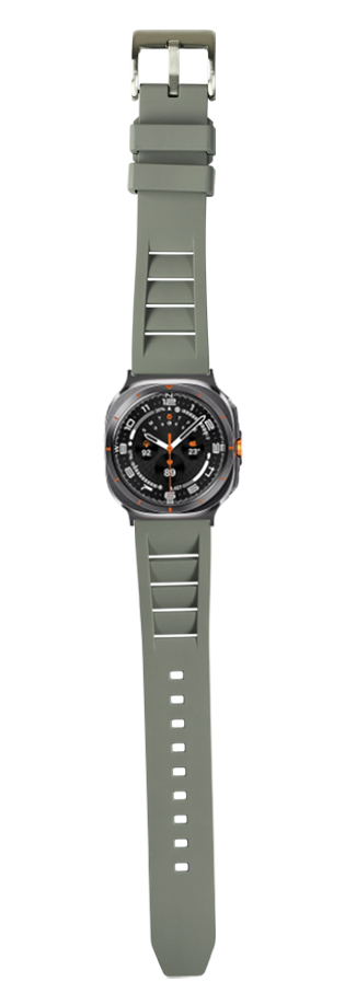 Grey FKM rubber shark fin watch strap with buckle for Galaxy Watch 8 Ultra sports smartwatch band