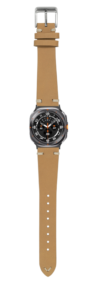 Brown nubuck leather vintage knotted watch band with metal buckle for Galaxy Watch 8 and Ultra models
