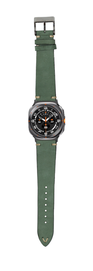 Vintage Knotted Nubuck Leather Watch Band Mint Green with metal buckle for Galaxy Watch