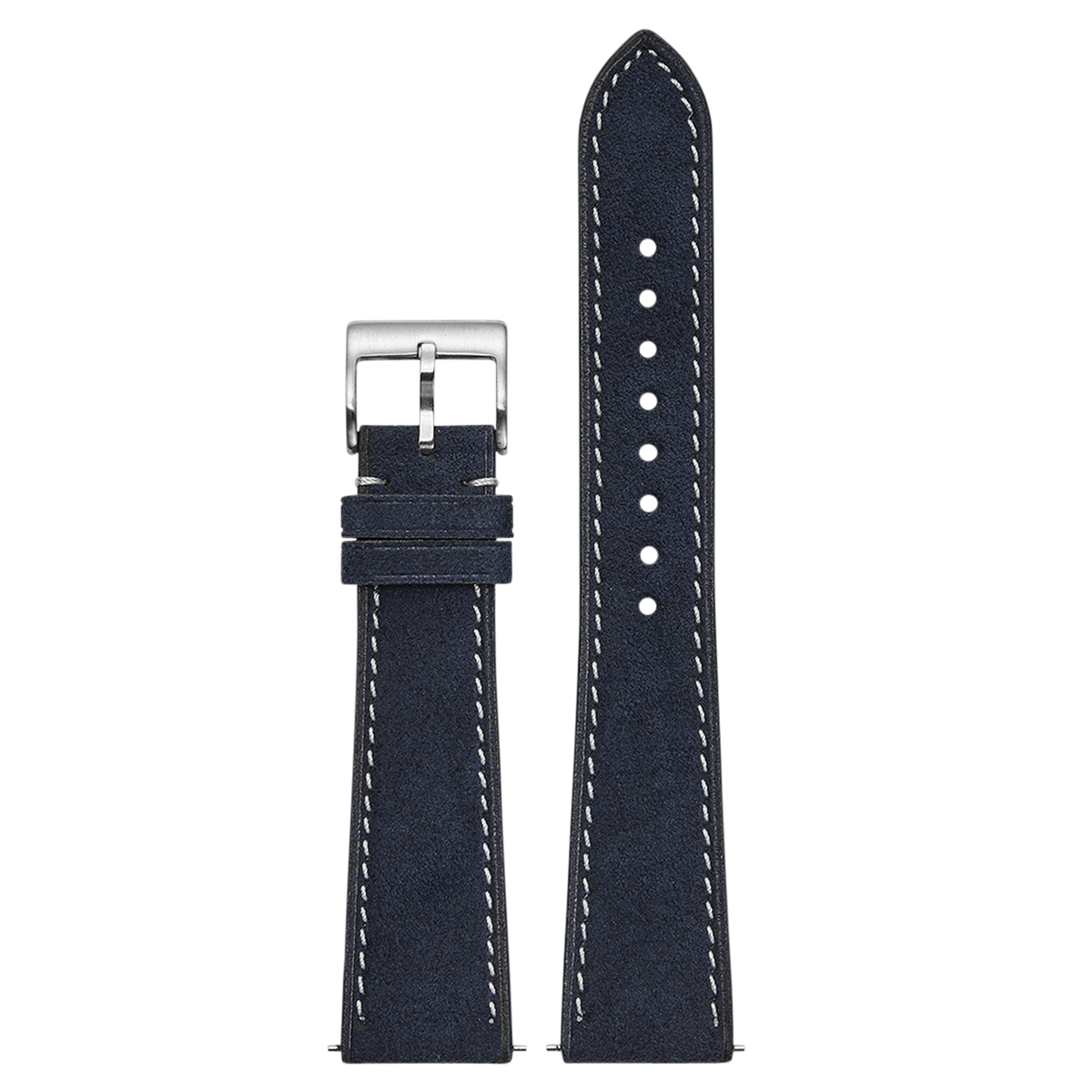 Alcantara Leather - Navy Blue with White Stitching for Pixel Watch 1-5 41mm