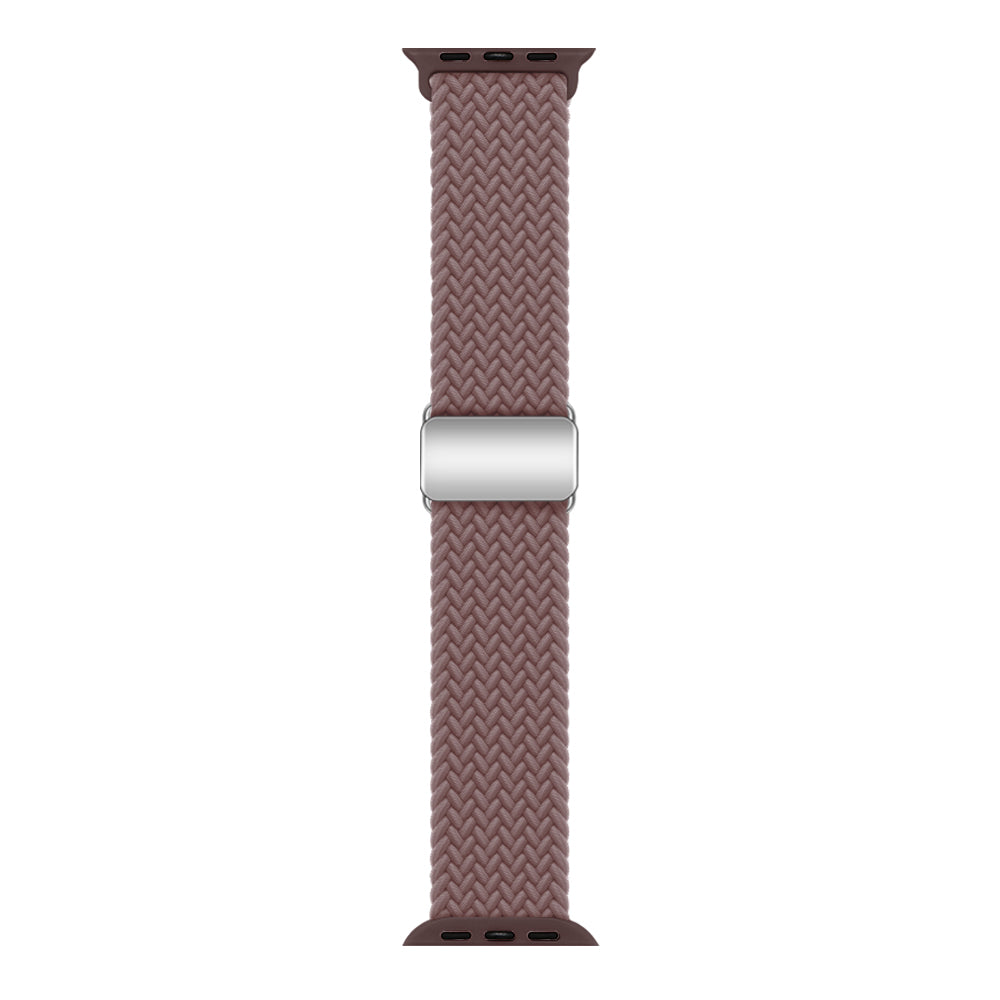 Mauve braided solo loop apple watch band with silver magnetic clasp connector for apple watch