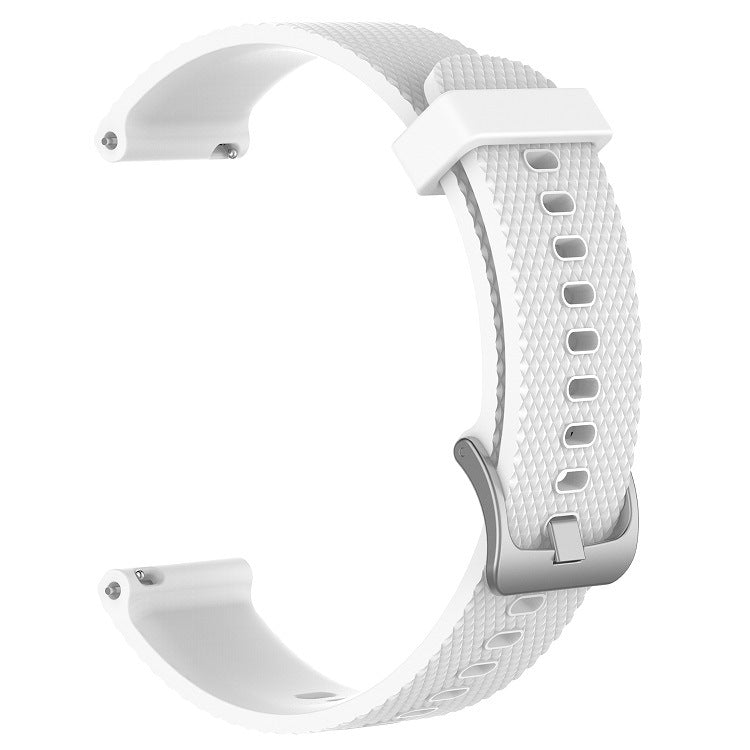 White silicone sport band with textured weave pattern for Fitbit Versa and Sense smartwatches
