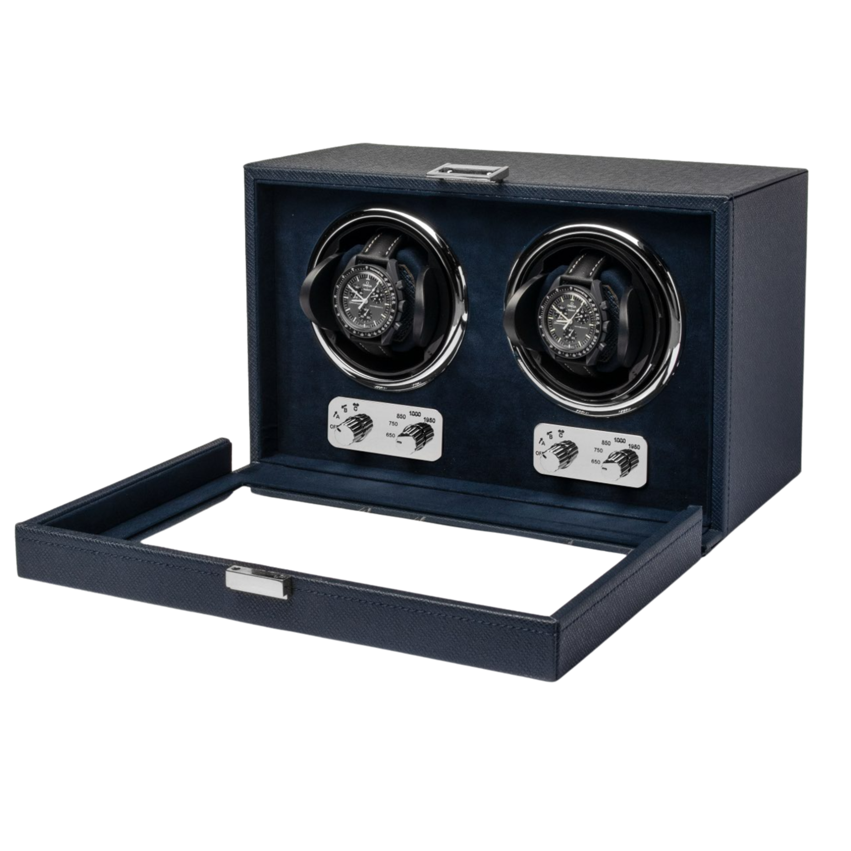 Watch Winder - Saffiano Leather (Single/Double) | Navy Blue
