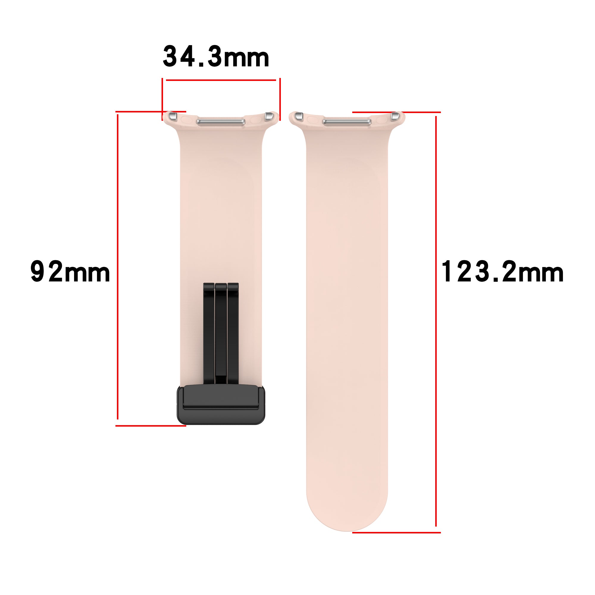 Pink magnetic silicone watch band with deployant clasp for Galaxy Watch Ultra, 34.3mm width, 123.2mm length