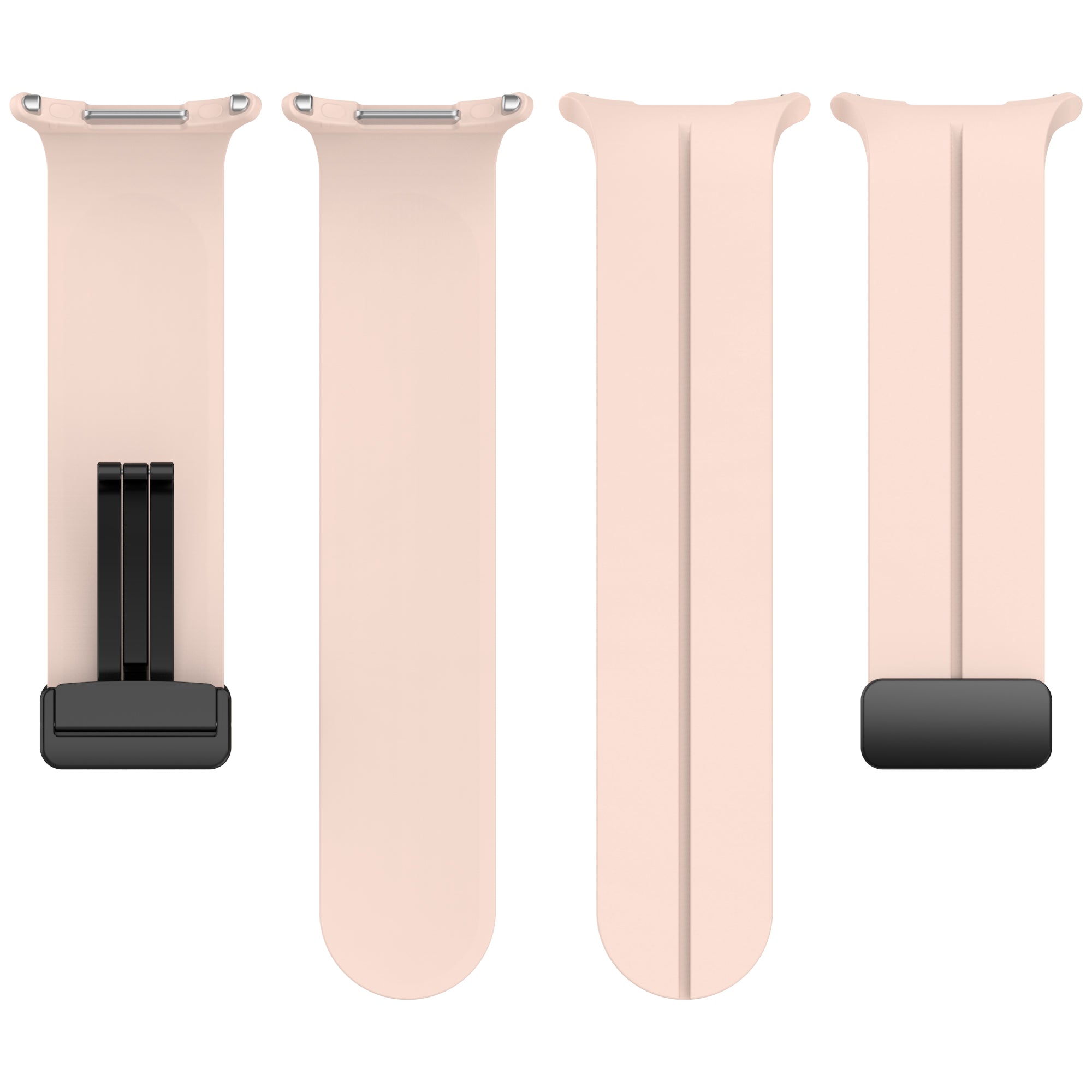 Pink silicone watch band with magnetic deployant clasp and connector hardware for Galaxy Watch Ultra