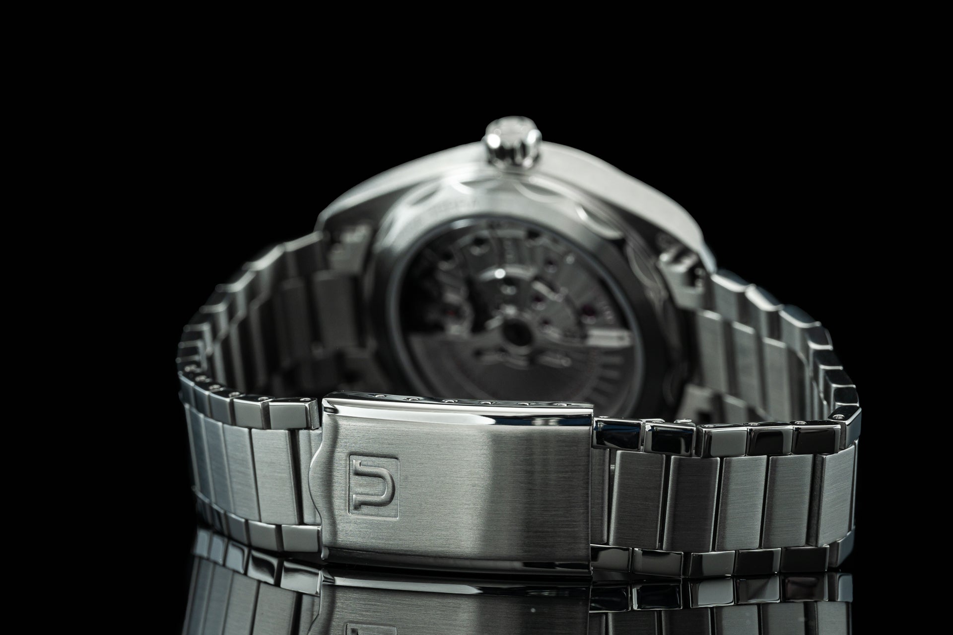 Stainless steel flat link bracelet with polished clasp for Omega Aqua Terra 38mm 41mm watches