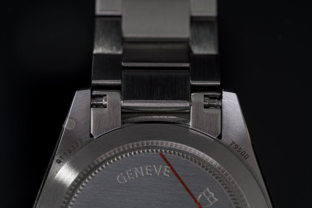 Stainless steel watch bracelet with end links and secure clasp closure, compatible with Tudor Black Bay 36