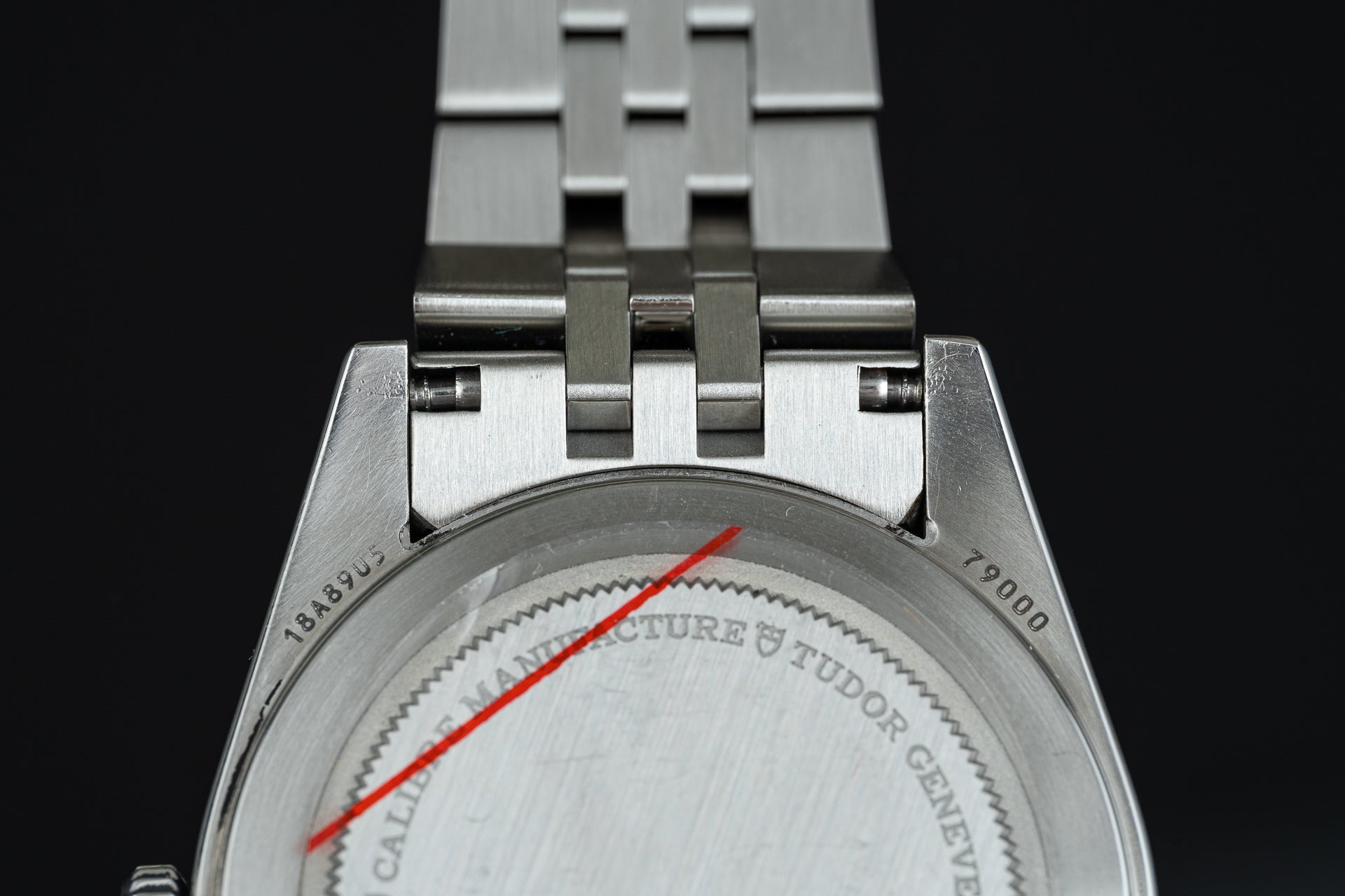 Stainless steel bracelet for Tudor Black Bay 54 watch with solid links and secure clasp mechanism