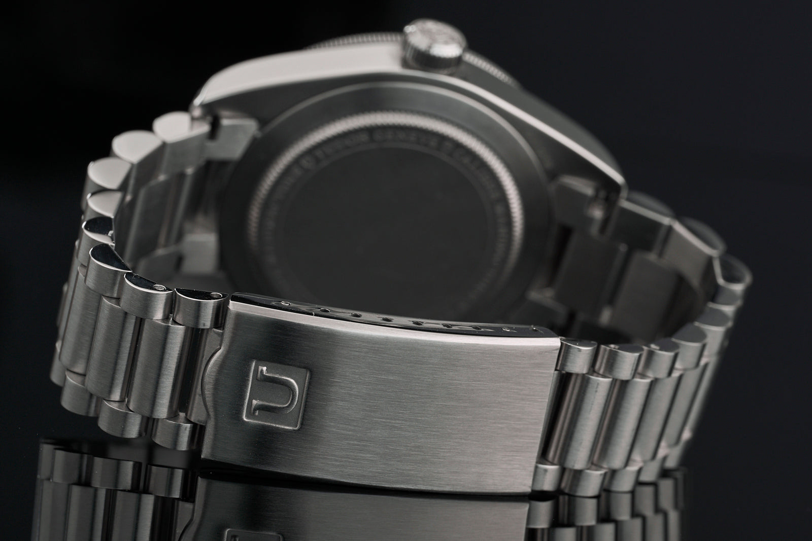 Stainless steel bracelet with solid end links for Tudor Black Bay 58 watch, featuring polished clasp and brushed center links