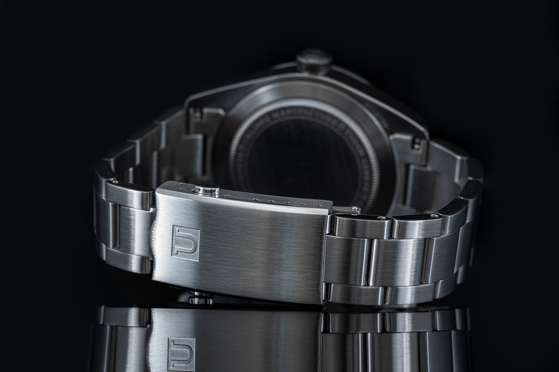 Stainless steel bracelet for Tudor Black Bay 58 watch with brushed finish and logo clasp
