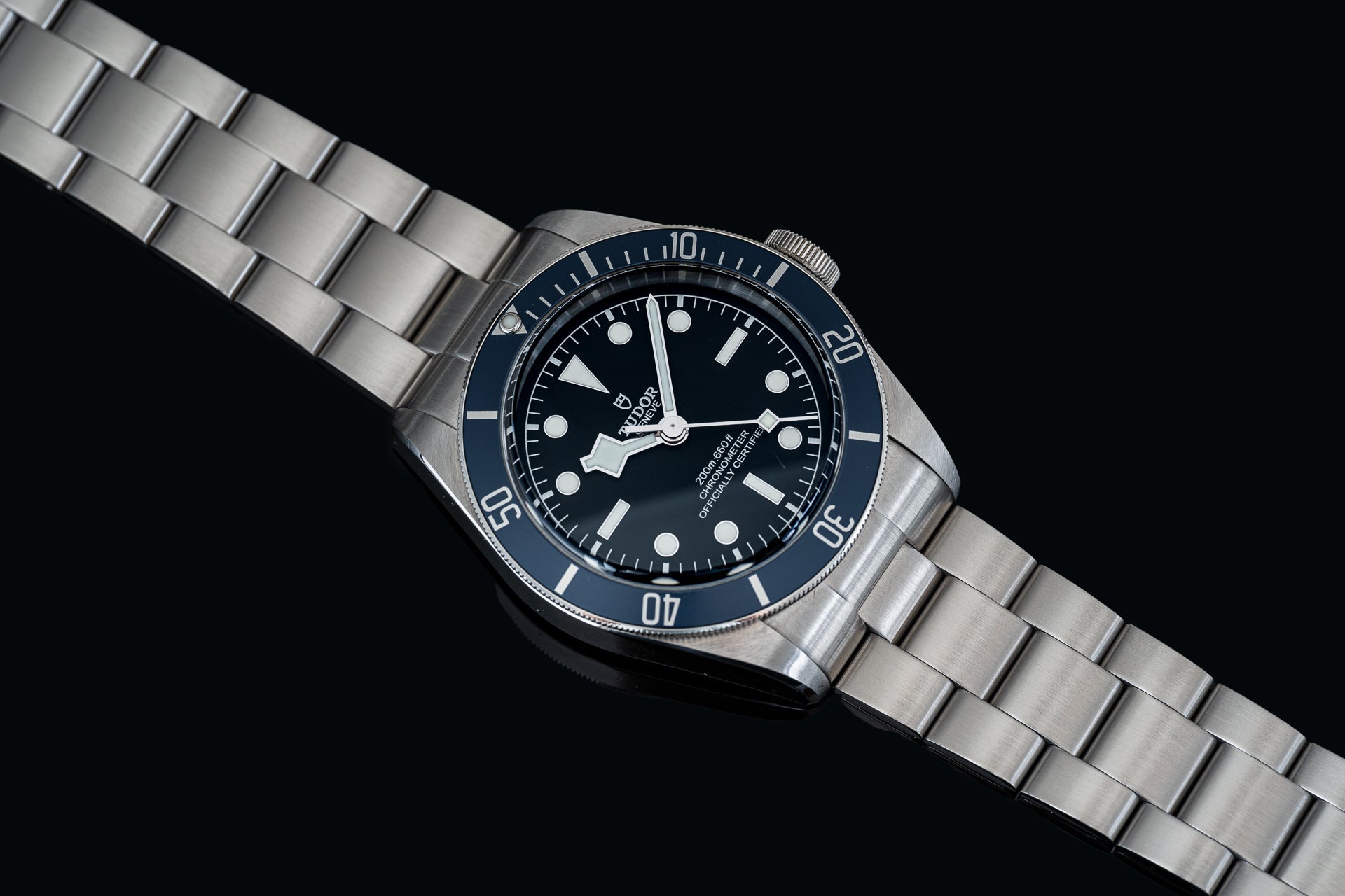Stainless steel bracelet for Tudor 41mm dive watch with solid link construction and polished finish