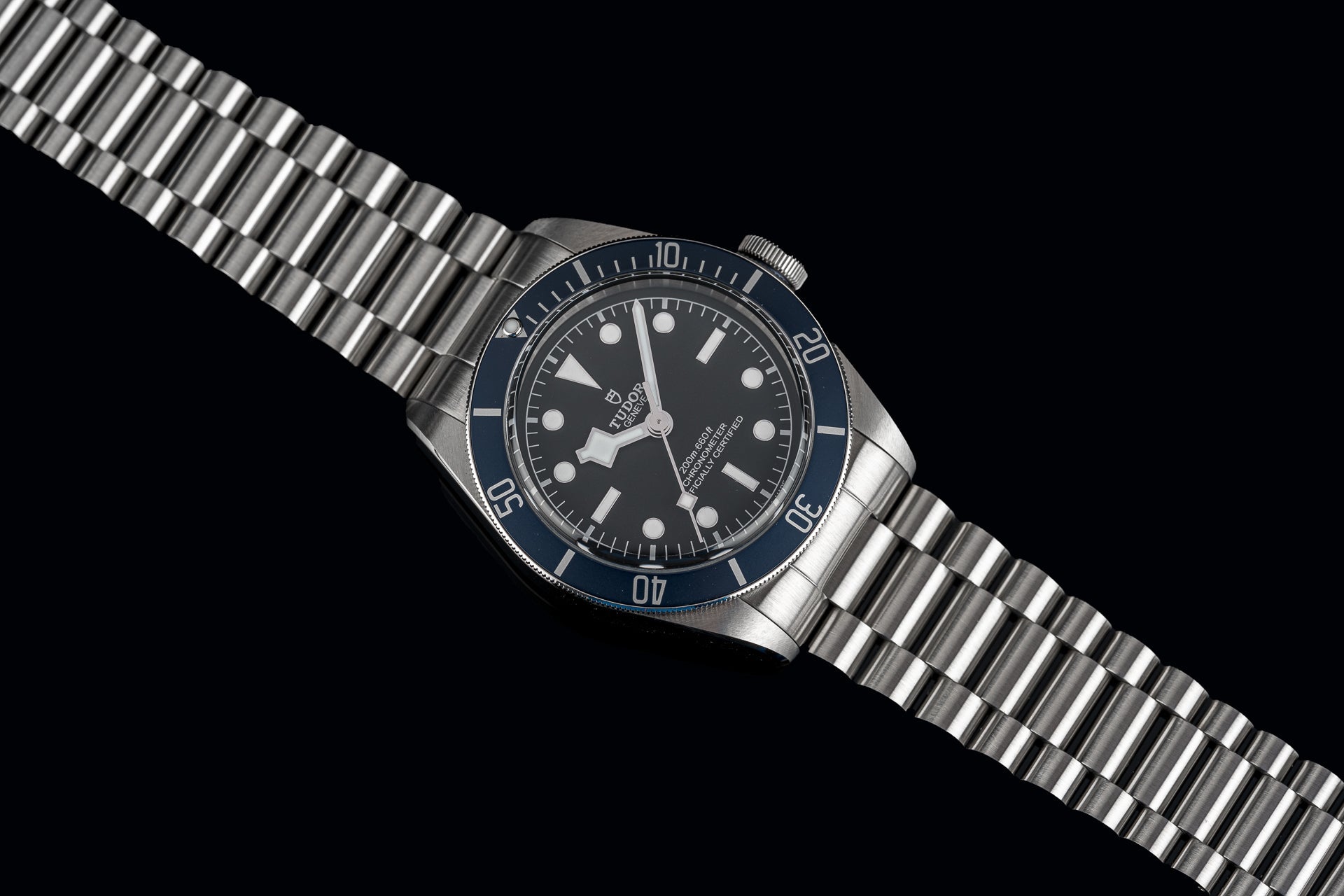 Stainless steel bracelet for Tudor Black Bay 41mm watch with solid link construction and secure clasp