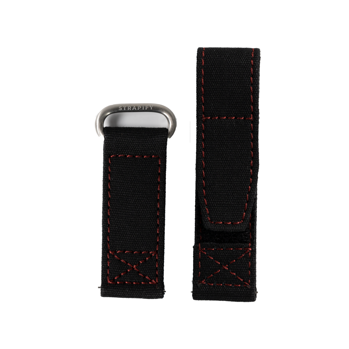 Black and red military velcro watch strap with stainless steel buckle for Galaxy Watch 8 and Ultra models