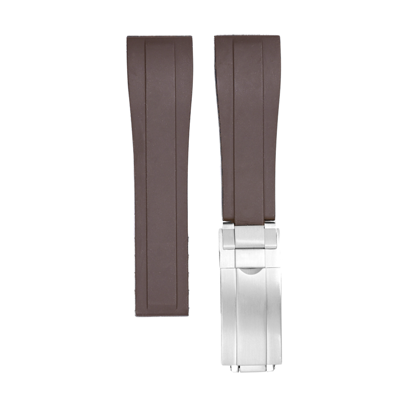 Vulcanised Rubber with Oyster Clasp - Brown for Pixel Watch 3-5 45mm