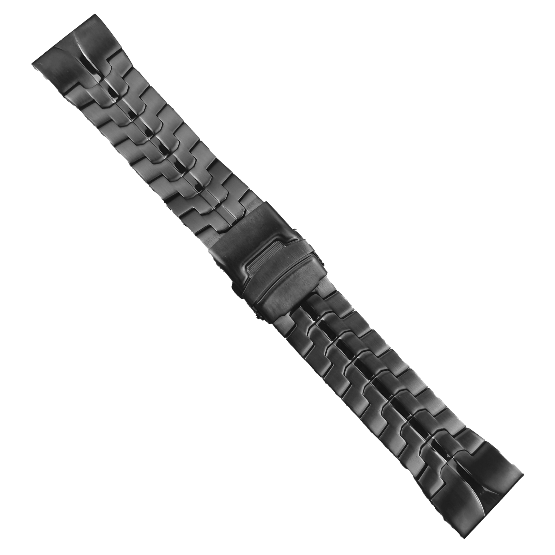 Black modular armor bracelet with interlocking segments and adjustable fit system