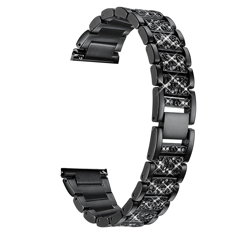 Black zirconia shimmer metal bracelet band for Galaxy Watch 8 and Ultra with rhinestone embellishments and secure clasp