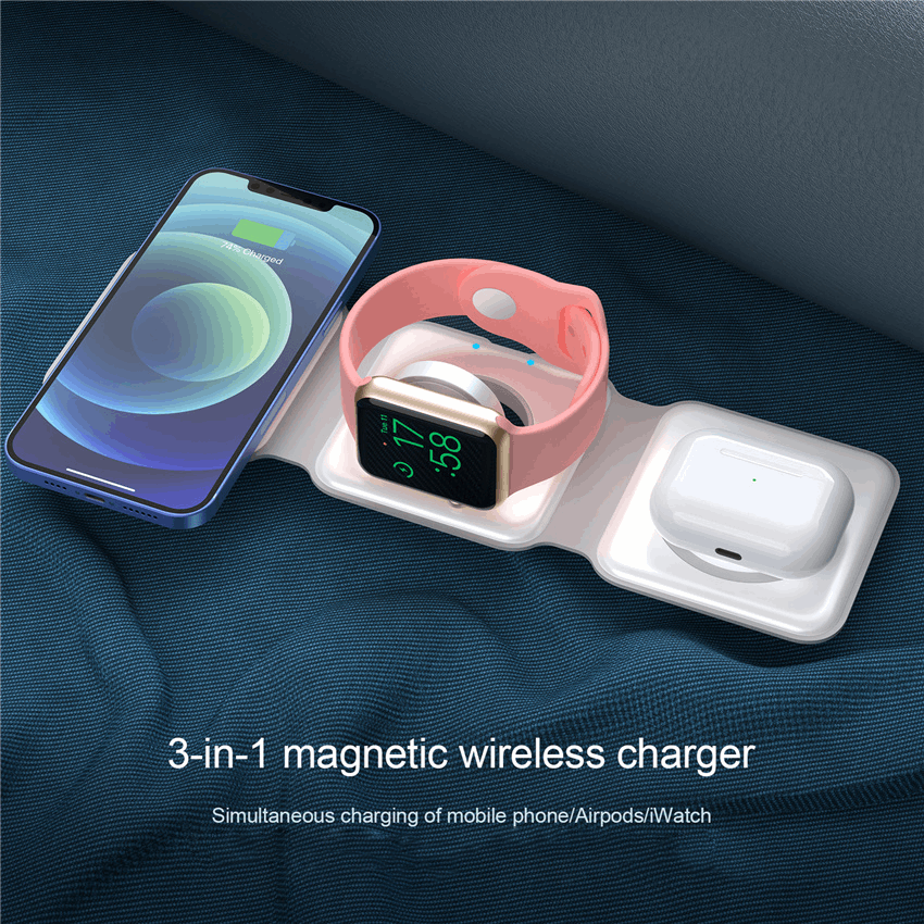 Charging Dock - Folding 3 in 1 MagSafe Compatible with Apple Watch!