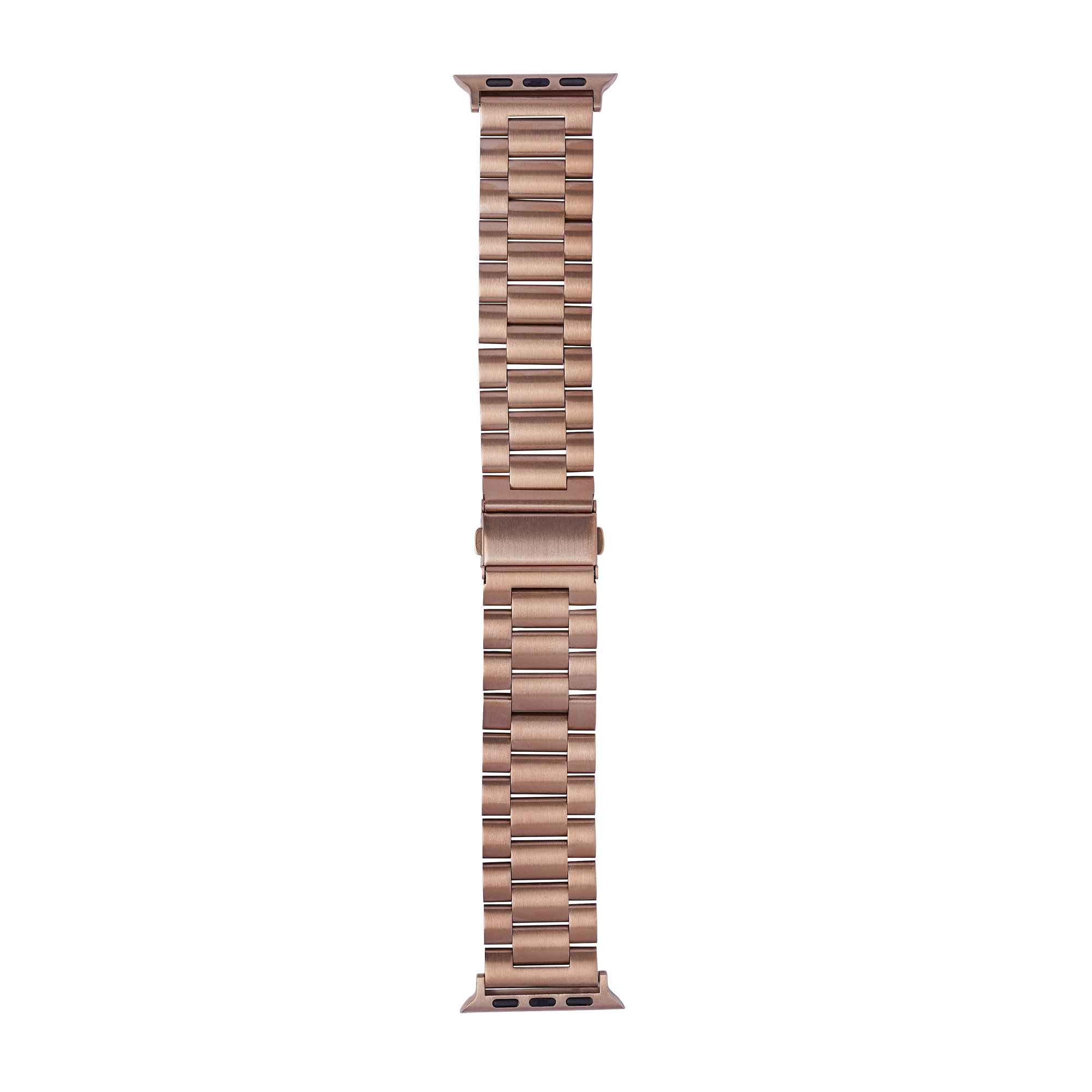 Rose gold stainless steel bracelet band for Apple Watch with link chain design and connector pins