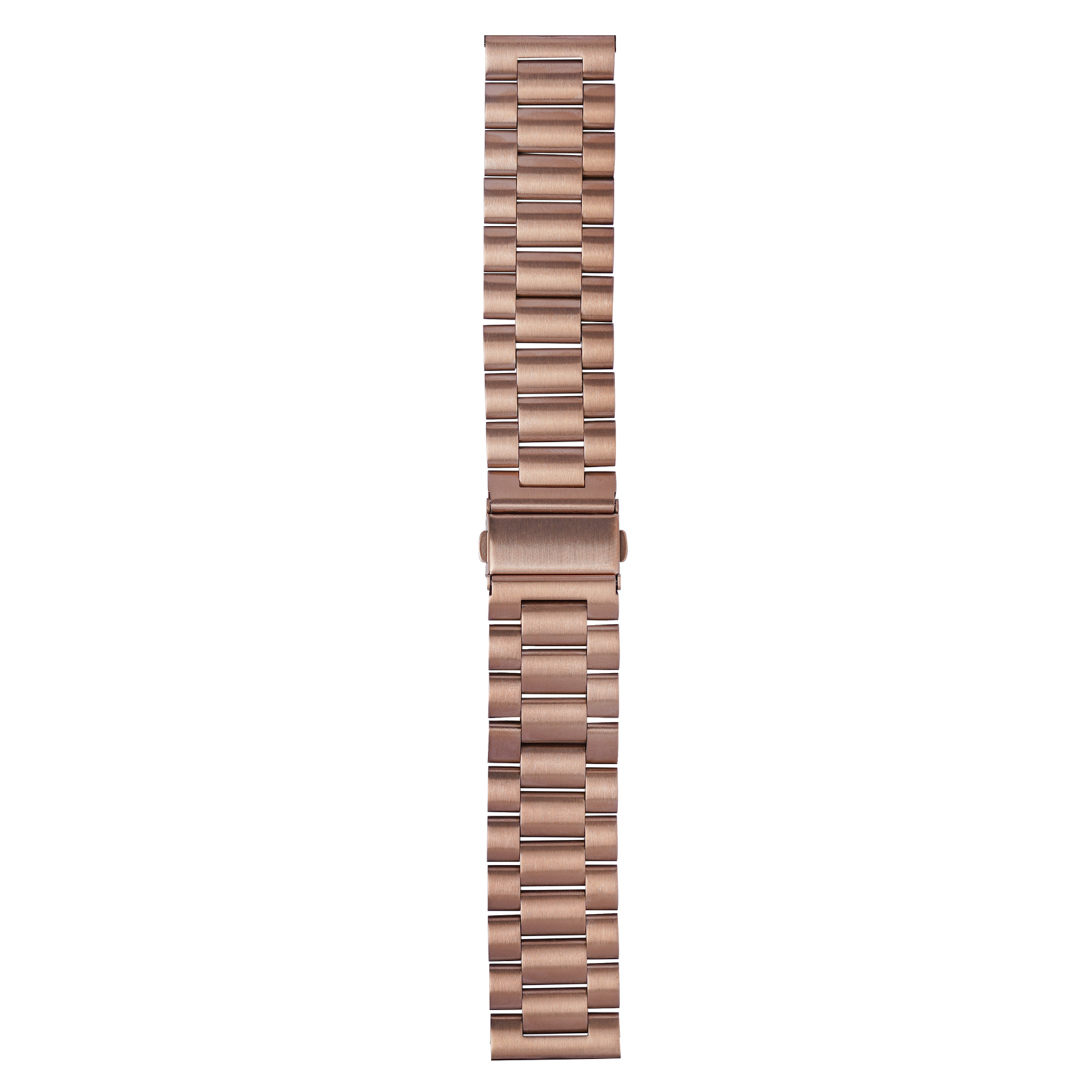 Rose gold stainless steel watch bracelet with quick release links and deployant safety clasp closure