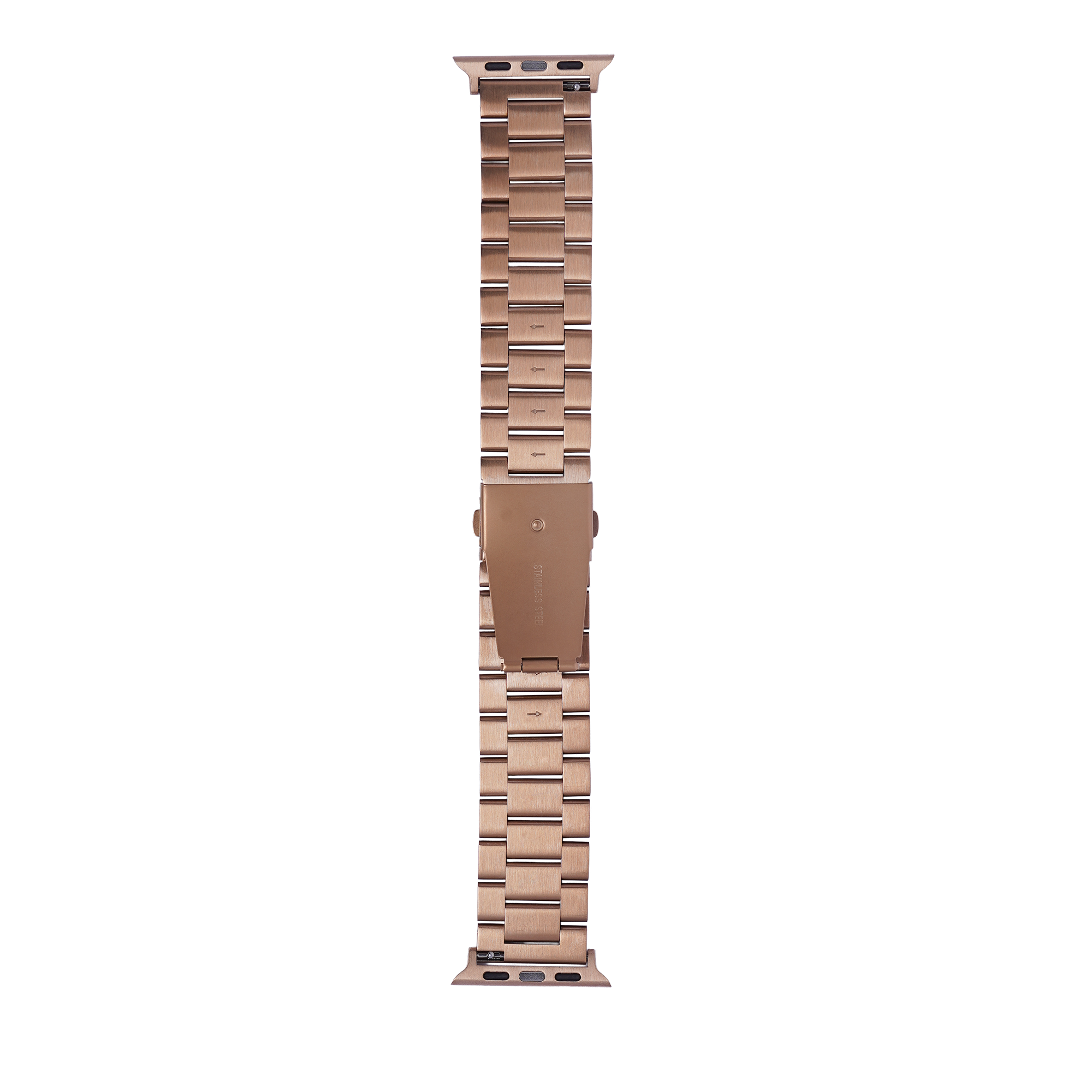Rose gold stainless steel bracelet band for Apple Watch with link design and connector clasp