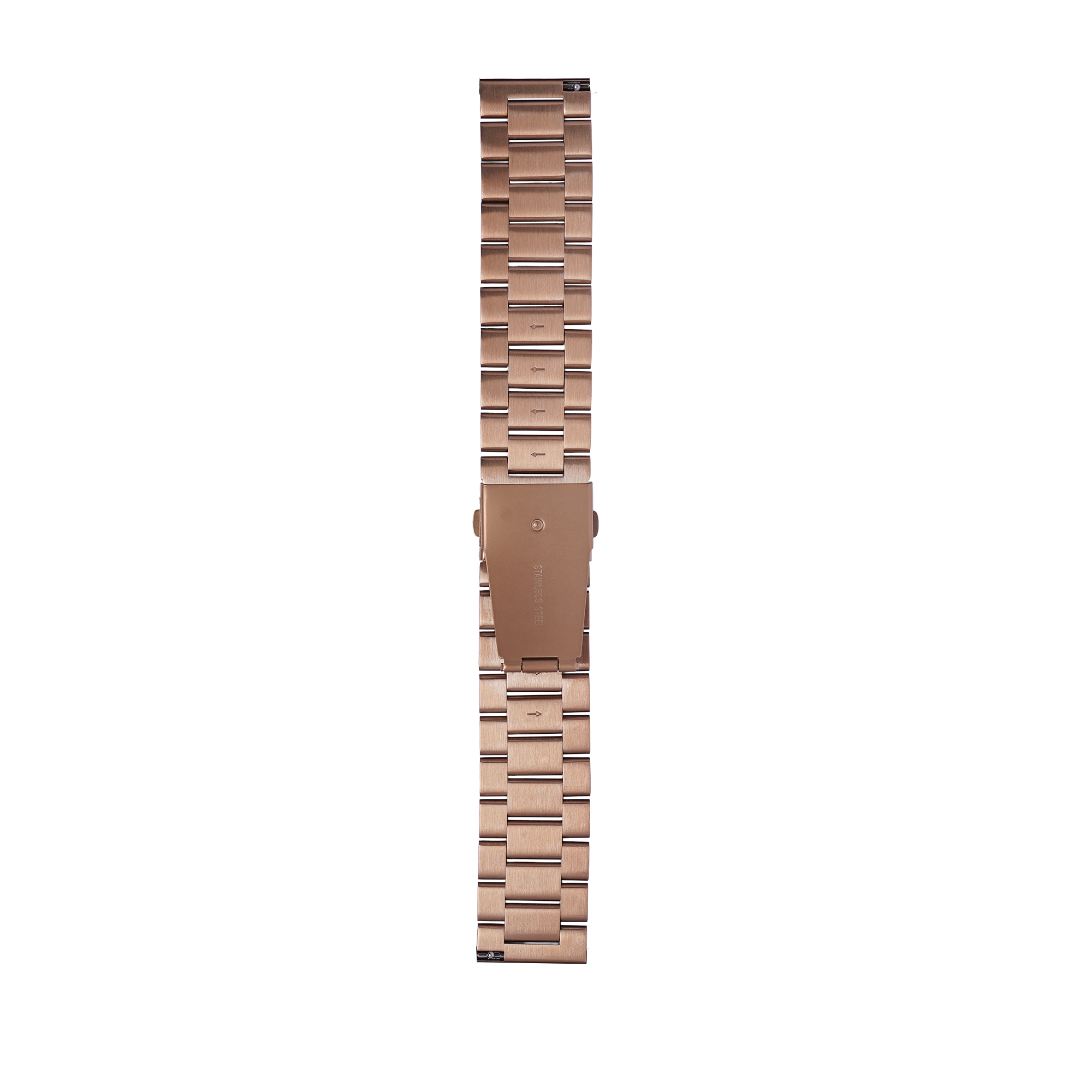 Rose gold stainless steel watch bracelet with quick release mechanism and deployant clasp
