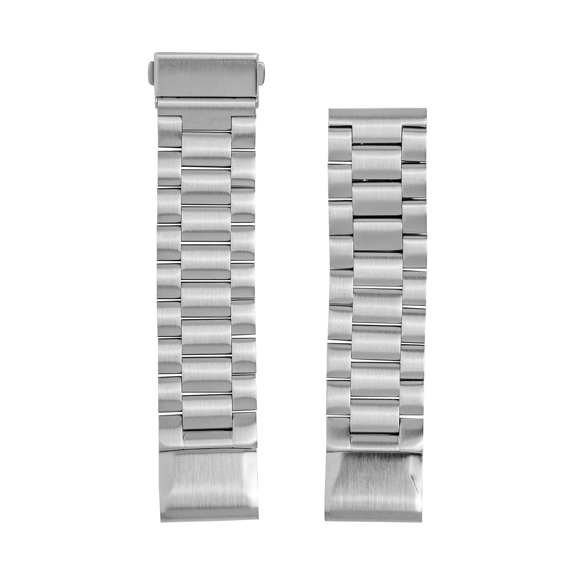 Stainless steel watch bracelet in silver with QuickFit connector bars and adjustable links