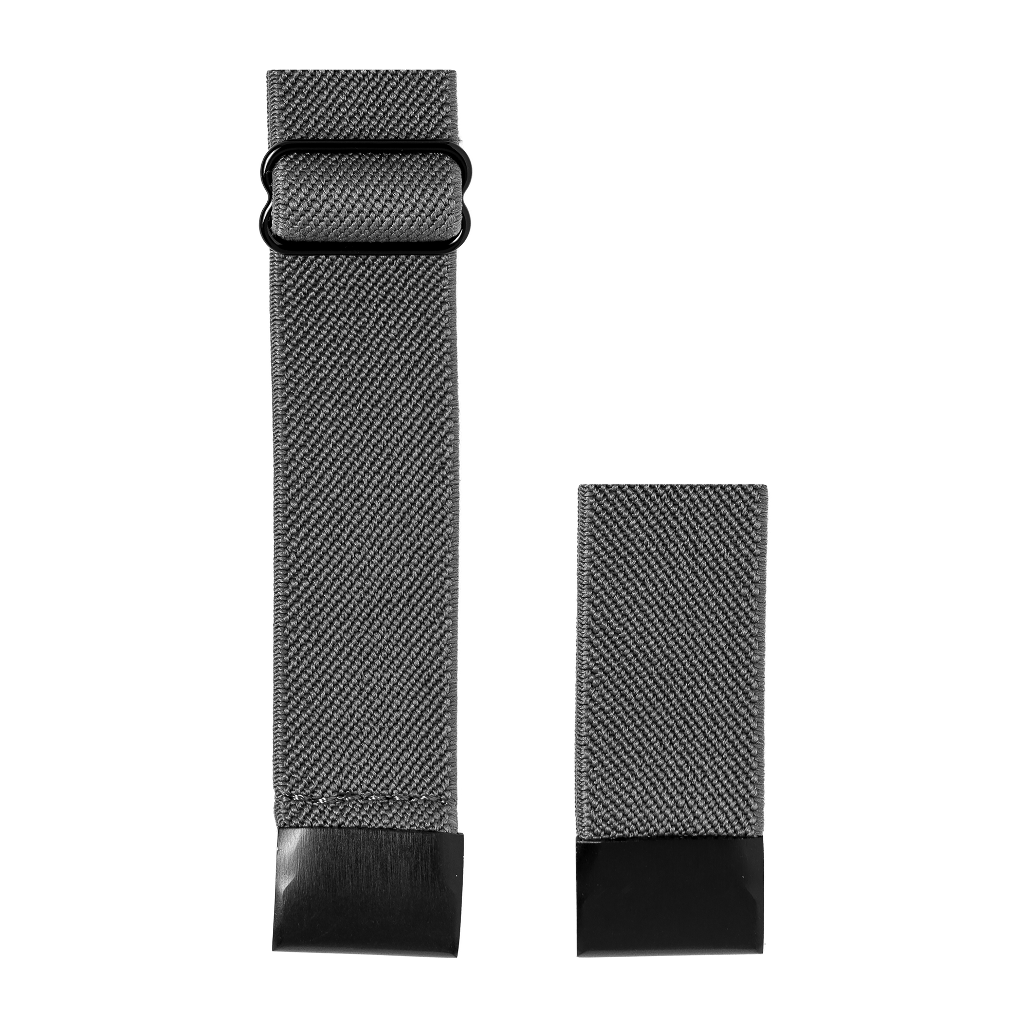 QuickFit weaved elastic loop watch band with black plastic hardware and replaceable ends