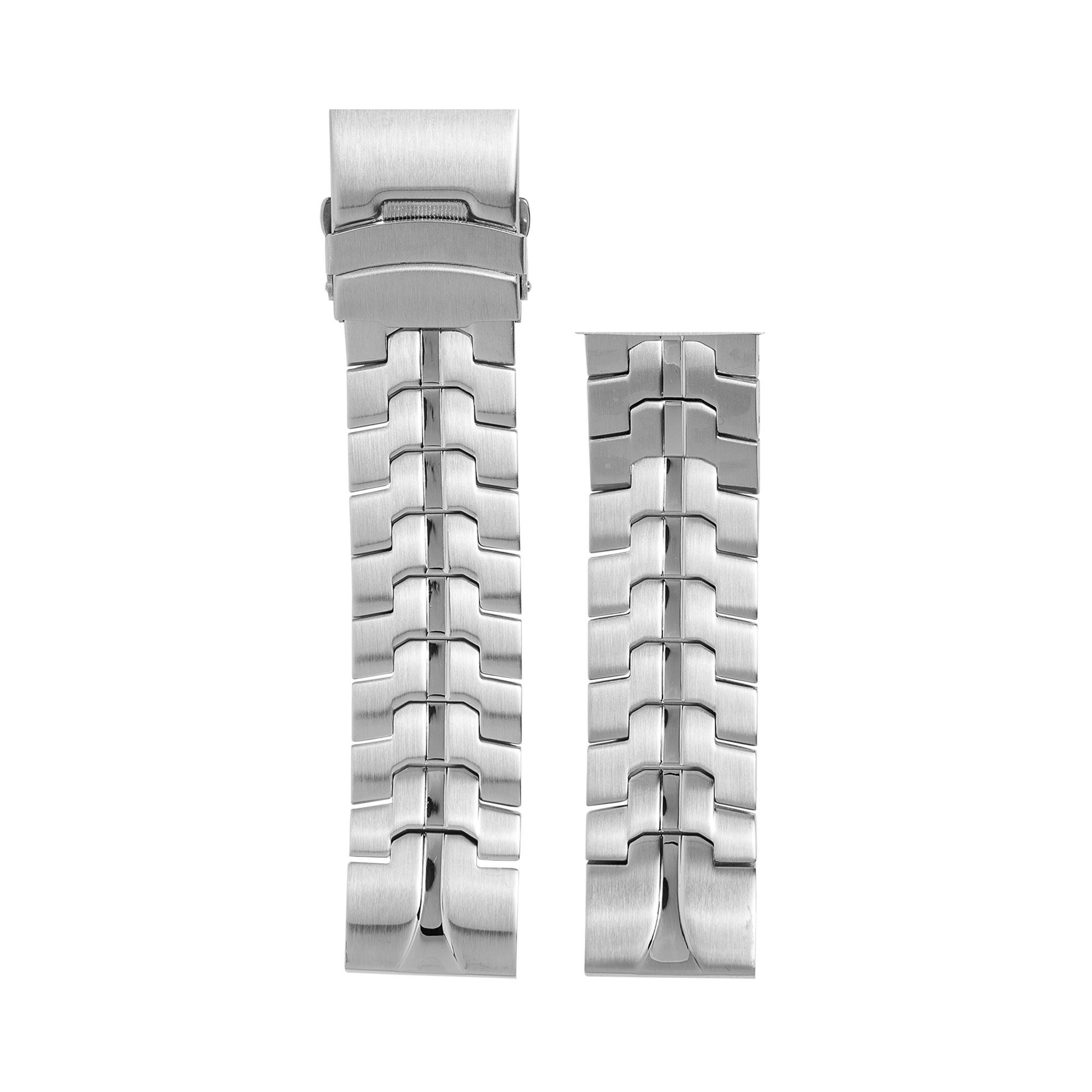 Stainless steel QuickFit Armour watch bracelet with articulated links and secure clasp closure