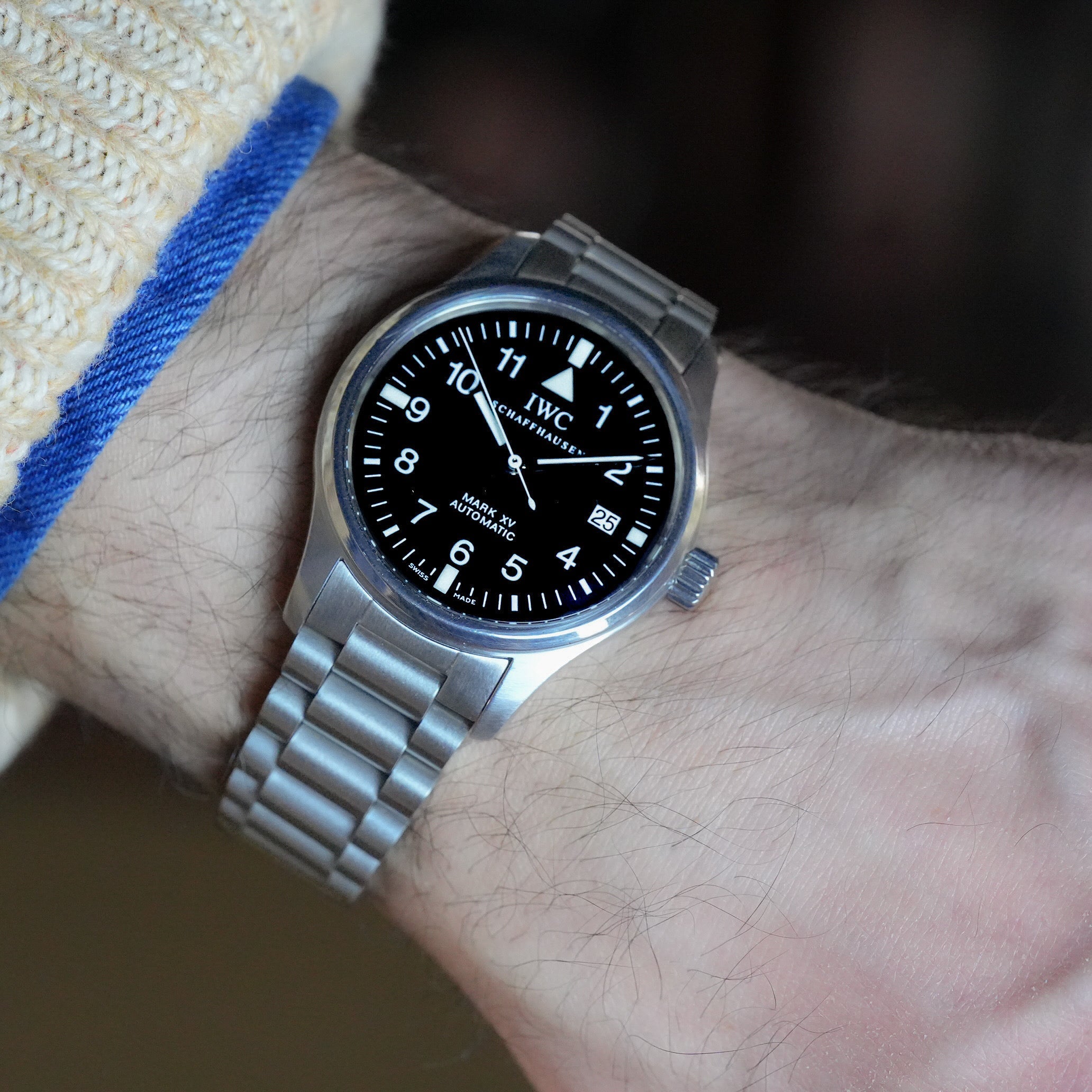 Stainless steel Forstner President 1450 bracelet for IWC Mark XV with rounded links