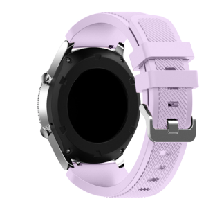 Lavender silicone sport watch band with quick-release pins and textured surface for Fitbit Versa and Sense models