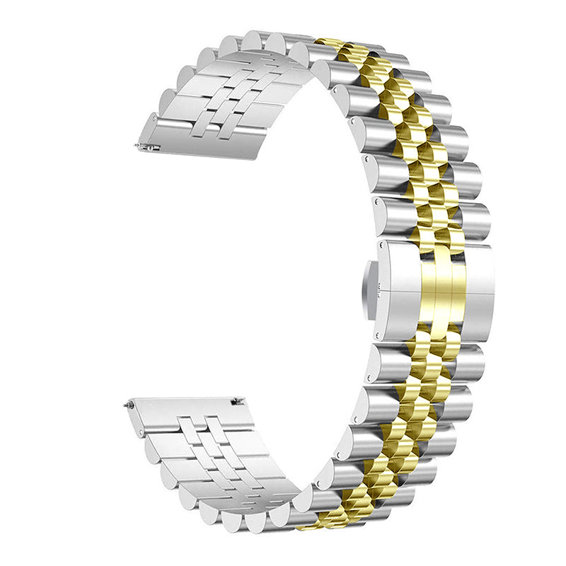 Two-tone silver and gold jubilee bracelet band for Fitbit Versa 3, Versa 4, Sense smartwatches with metal links