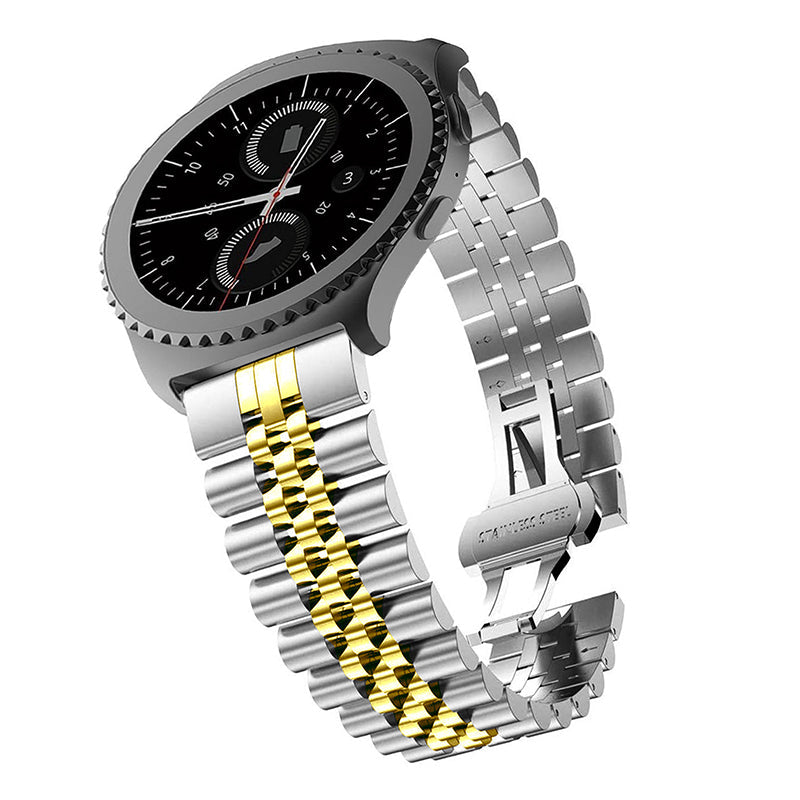Mixed metal jubilee bracelet for Fitbit Versa and Sense smartwatches with silver and gold two-tone stainless steel links