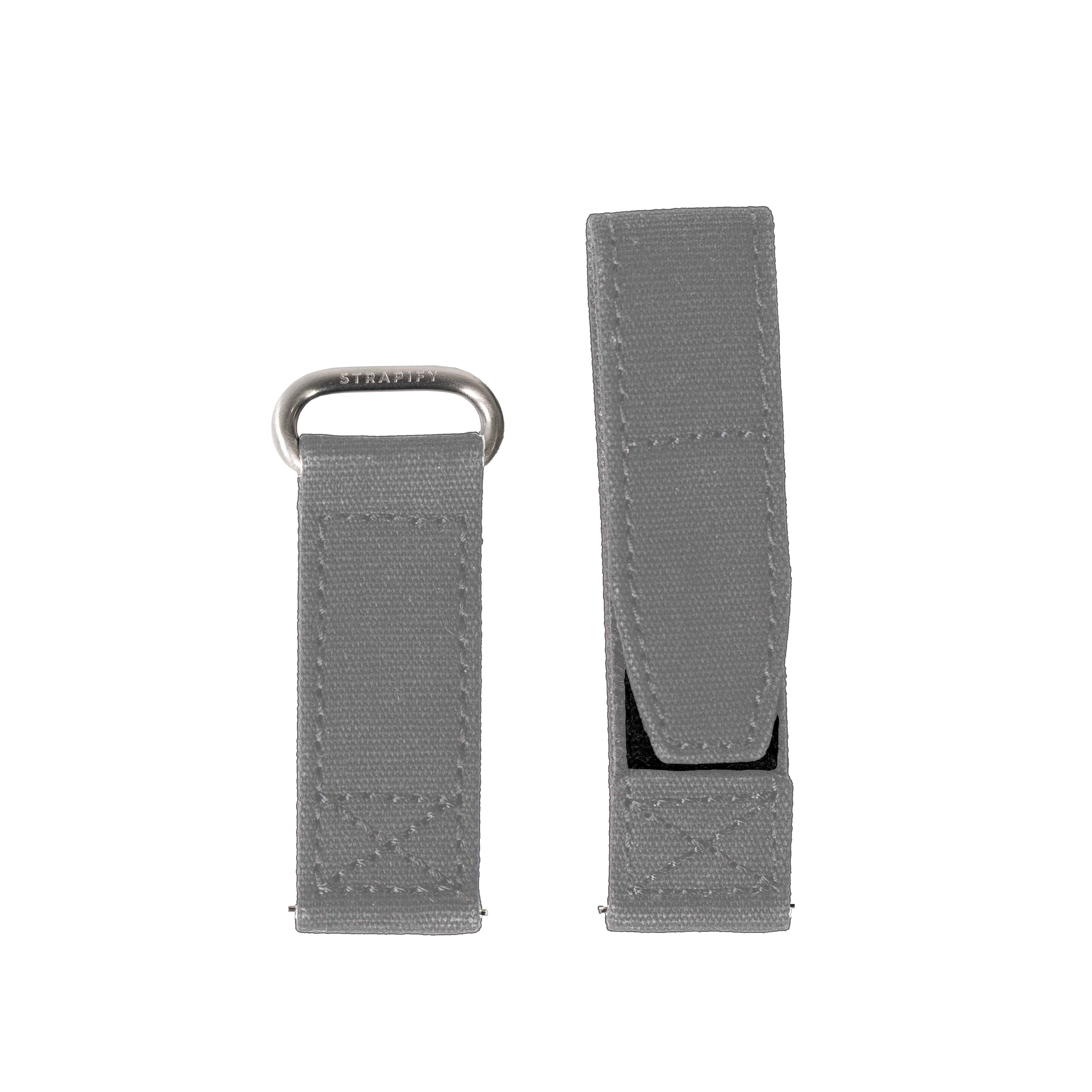 Grey 22mm military Velcro strap with QuickFit metal loop and fastening closure system