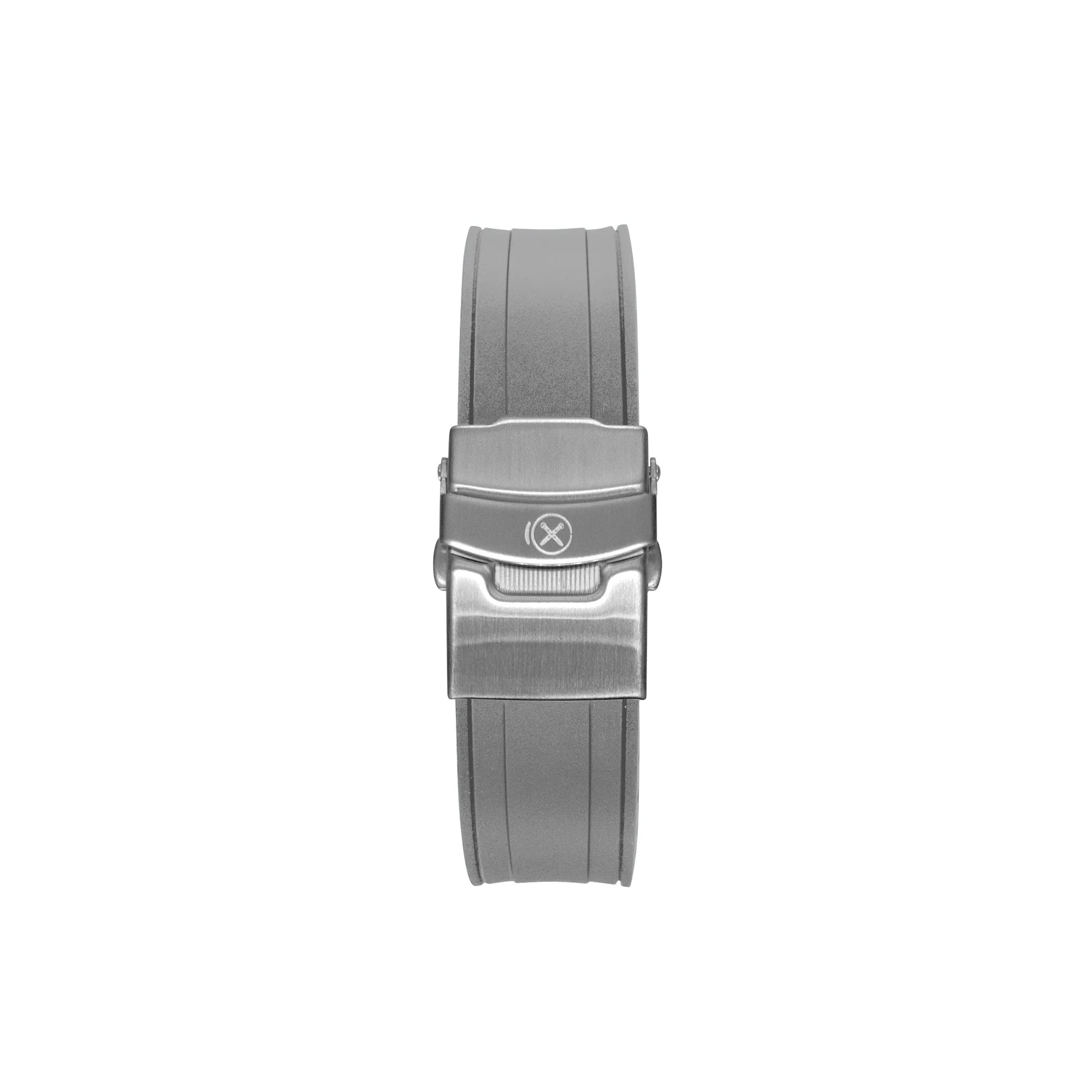 Stainless steel buckle with gray rubber strap curved ends for Seiko Prospex Turtle watch band replacement