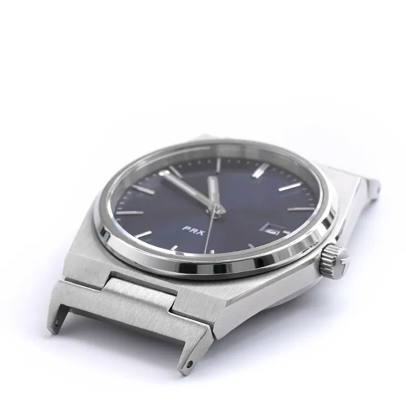 Stainless steel strap adapter for Tissot PRX 40mm watch with brushed metal finish and secure attachment mechanism