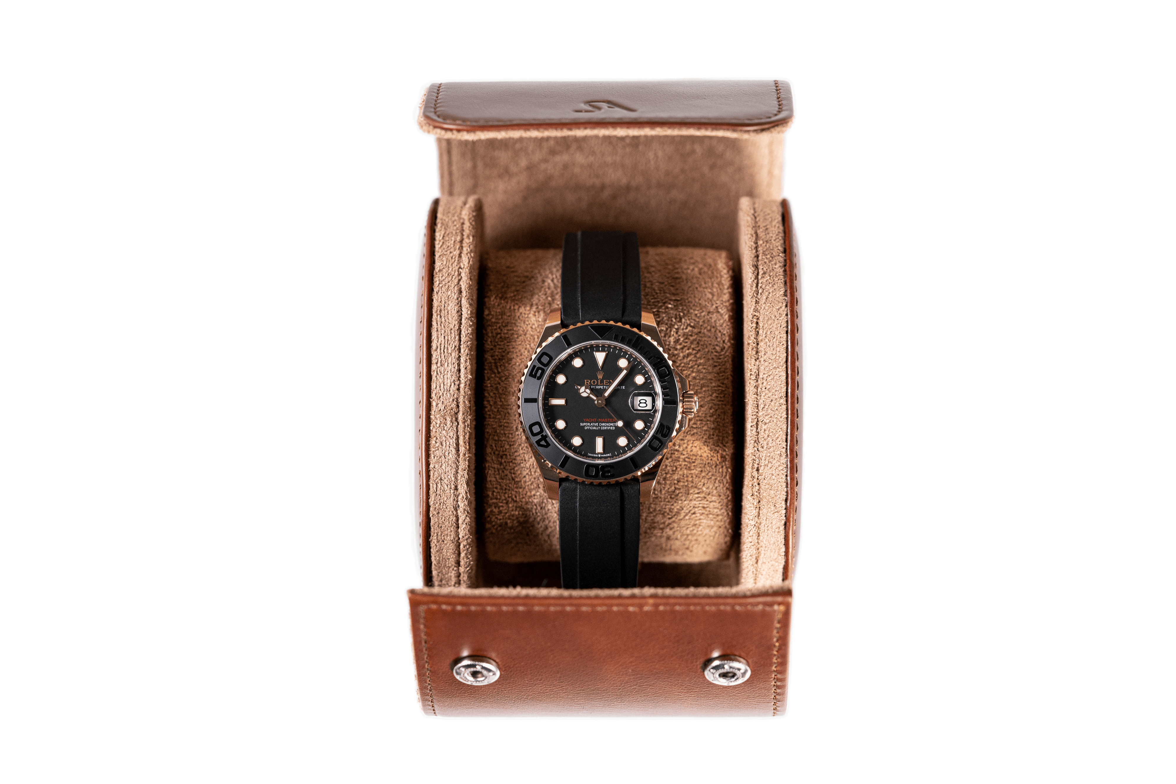 Hamilton - 1 Watch Roll - Dark Brown Leather | Brown Velvet