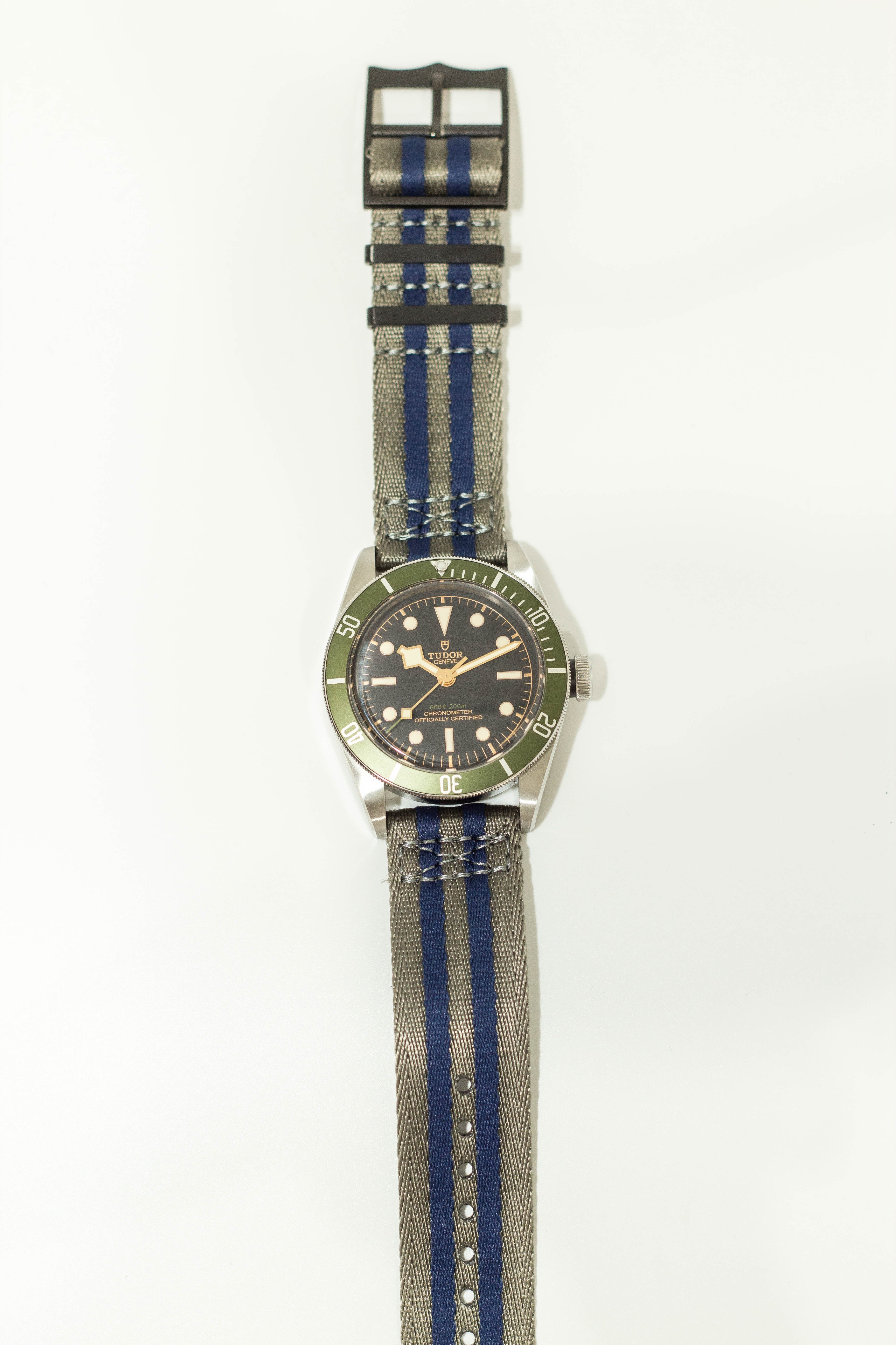 Watch with stealth blue steel strap