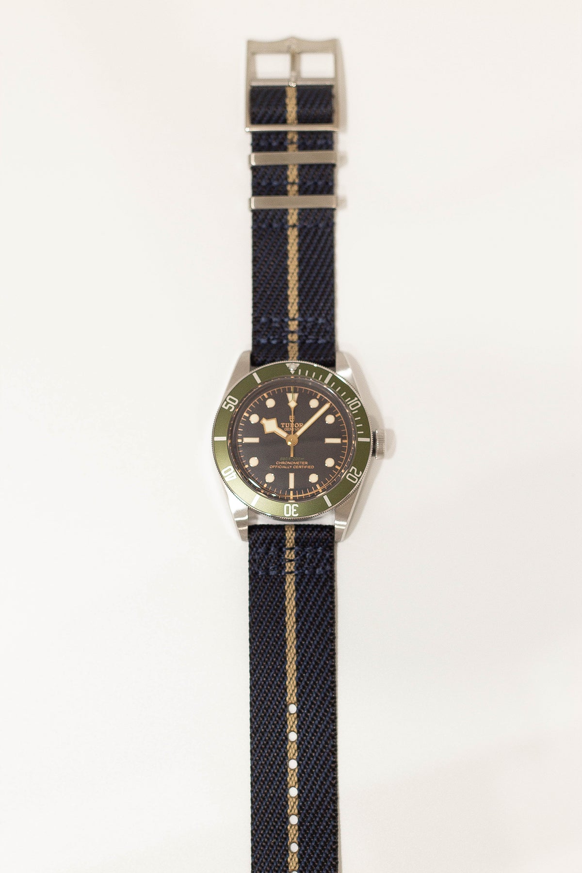Night blue wheat cross NATO watch strap on watch