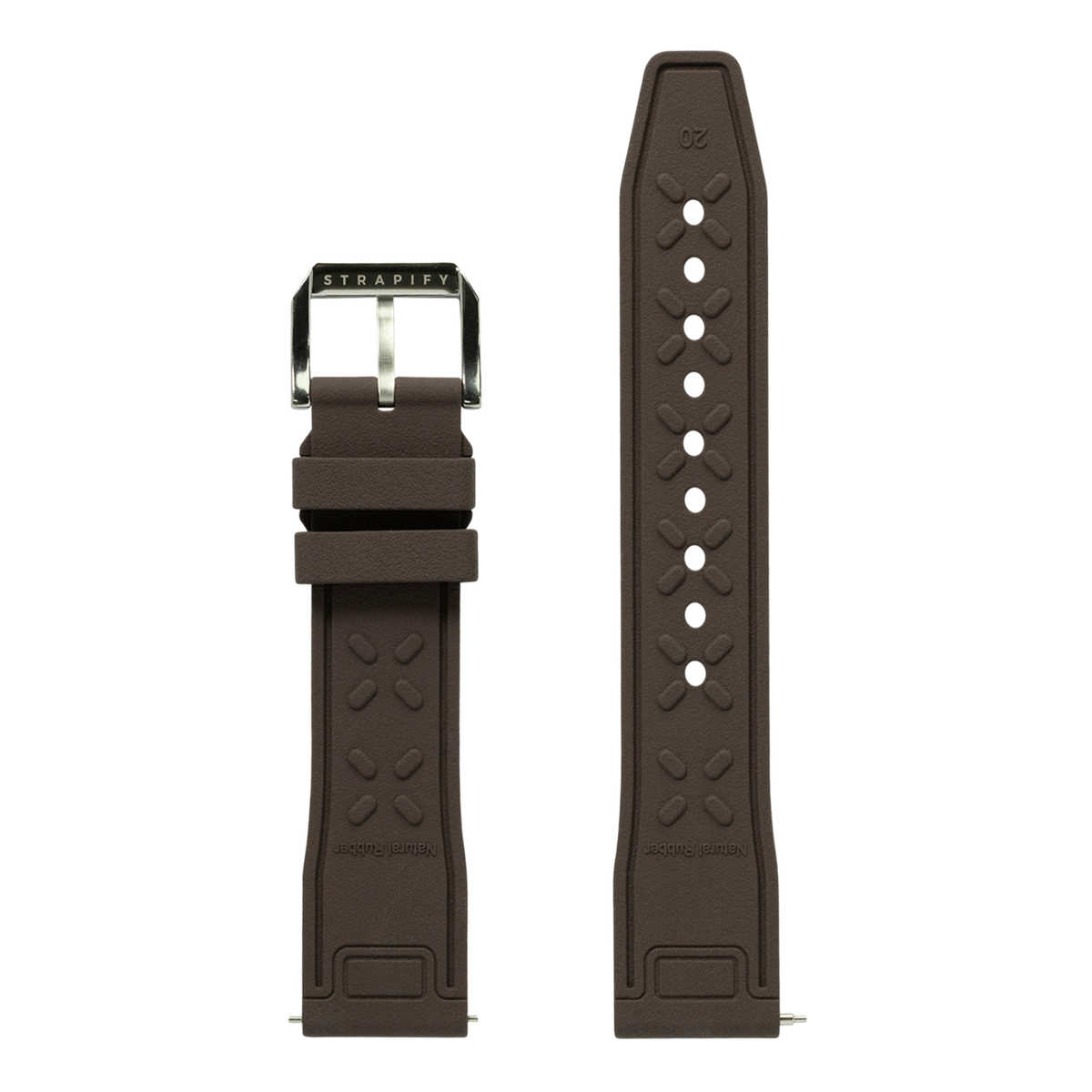 Strapify olive FKM rubber watch band with stainless steel buckle and quick-release pins for Apple Watch