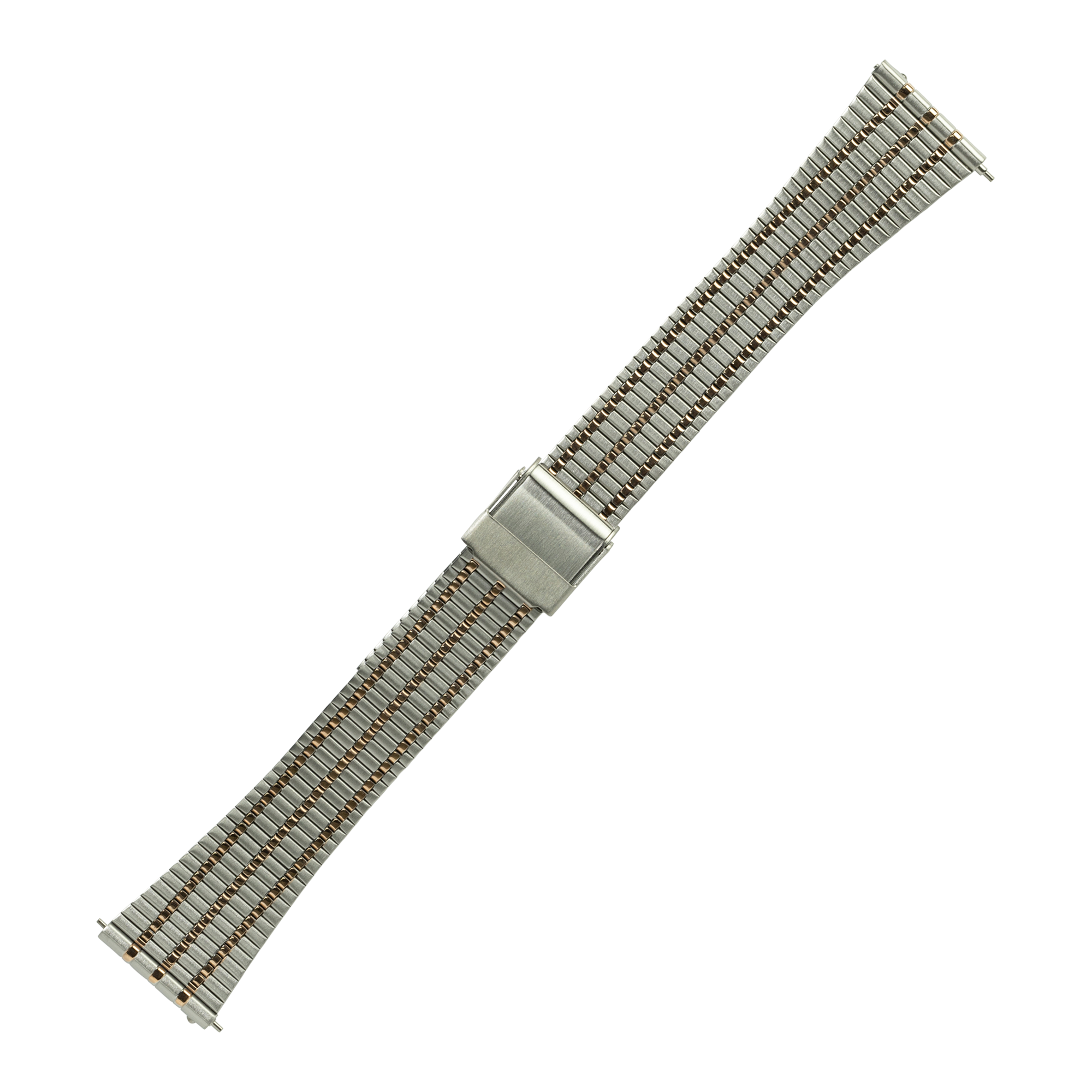 Stainless steel vintage tapered quick release watch bracelet with expandable links and push-button clasp