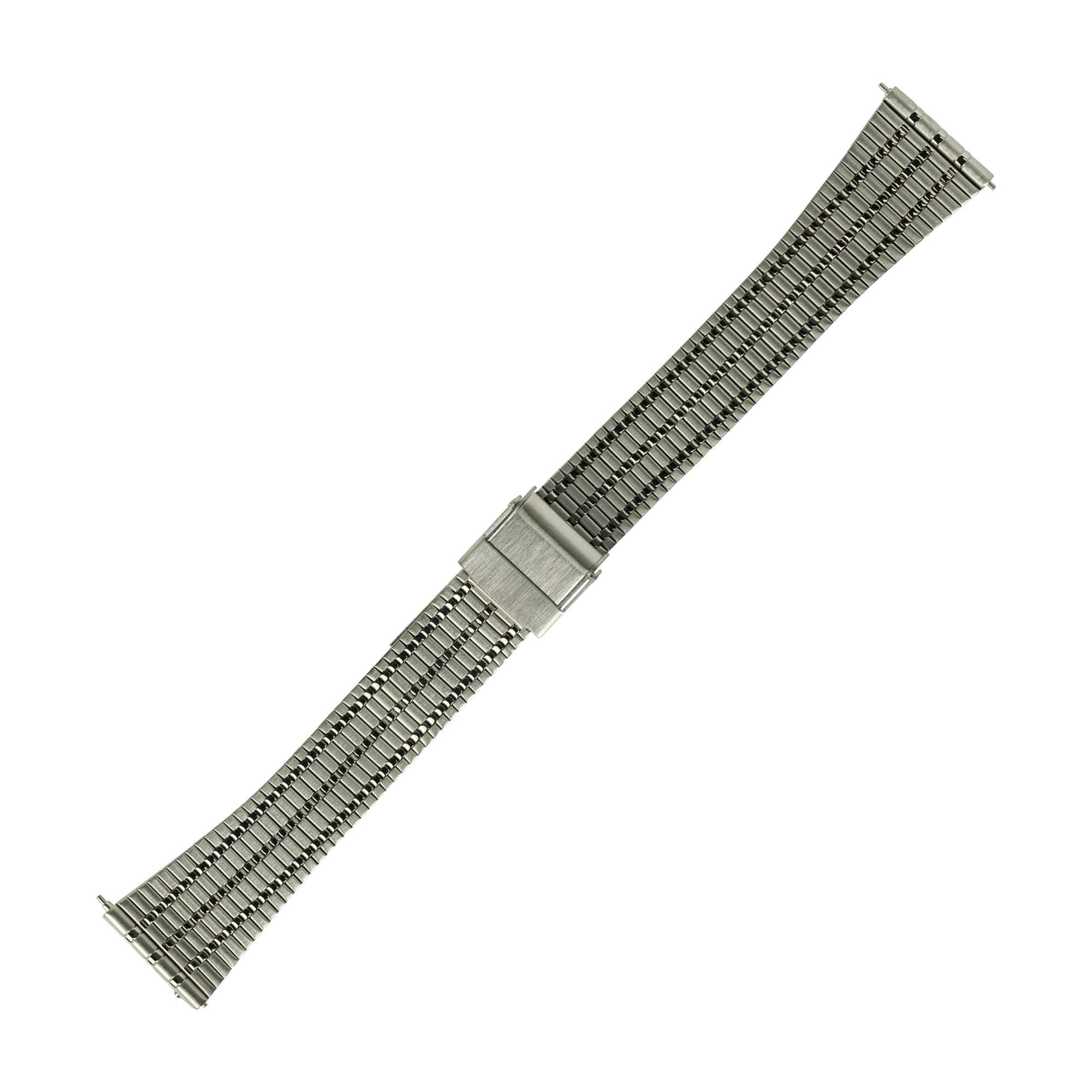 Stainless steel vintage tapered bracelet watch band with adjustable links and square clasp connector