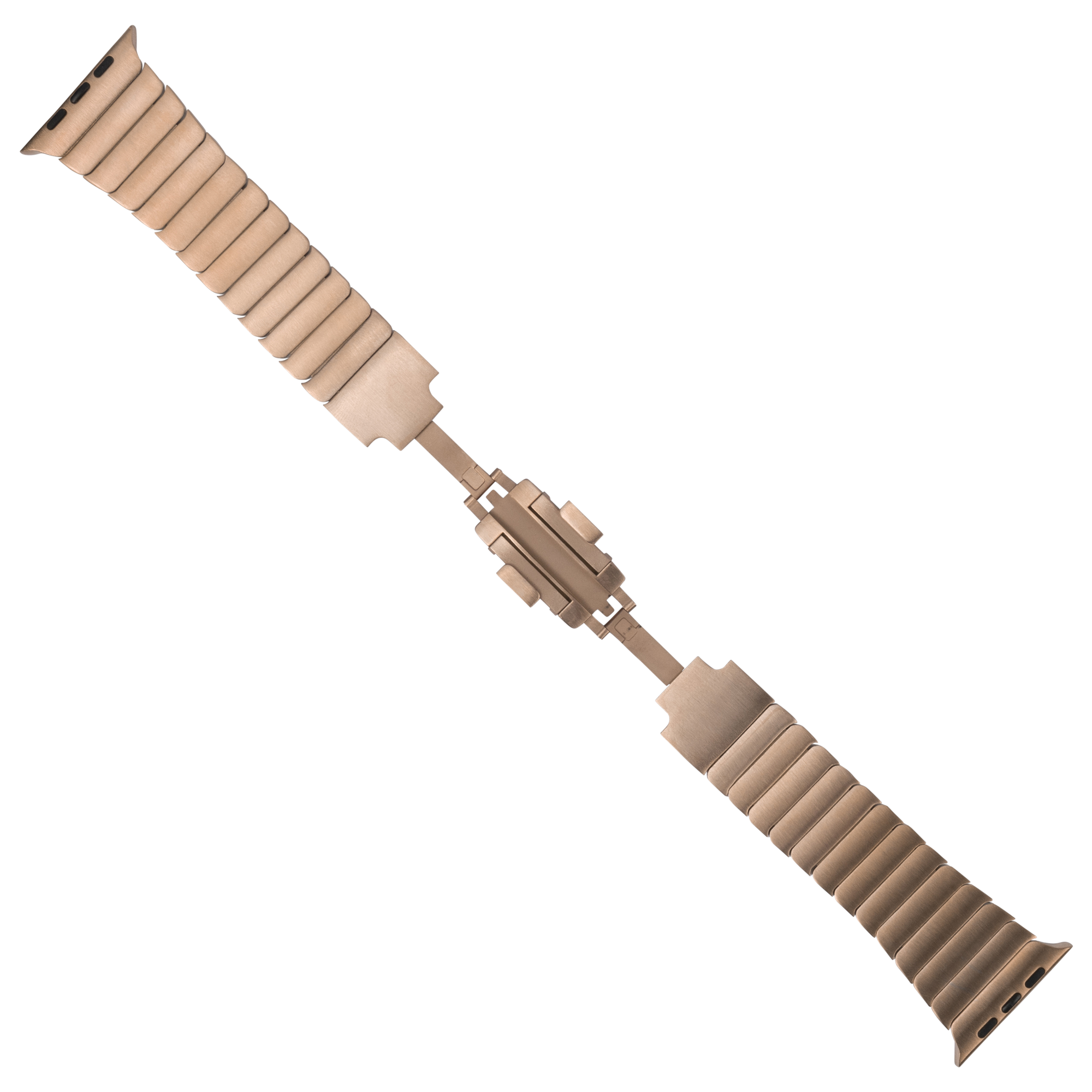 Rose gold stainless steel link bracelet for Apple Watch with adjustable metal bands and connector clasp